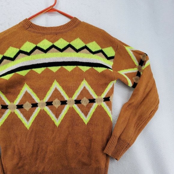 ULTRA FLIRT Sweater Women’s Long Sleeve Geometric Pattern Brown Small - Picture 9 of 10